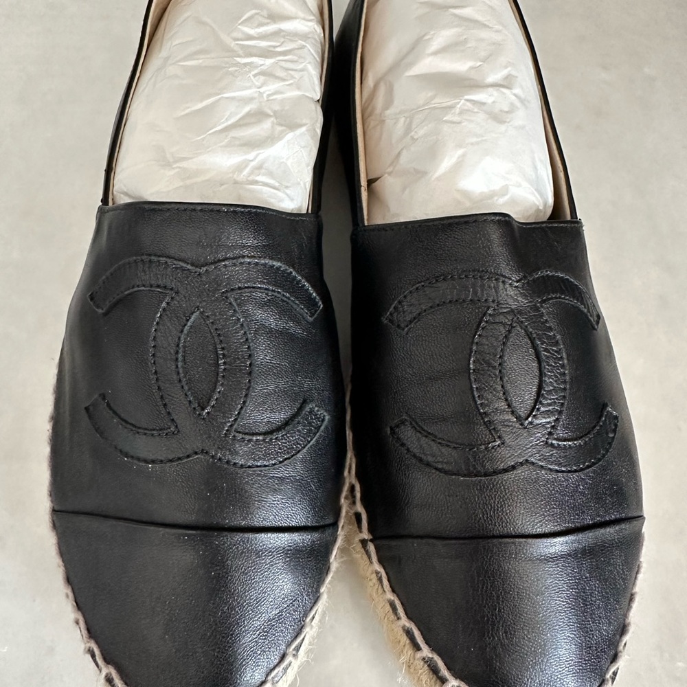 Chanel Black Lambskin Espadrilles size 38